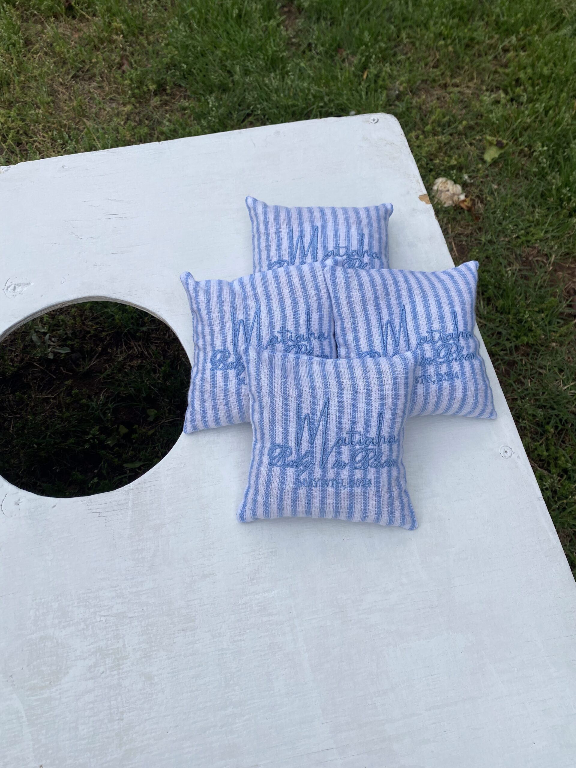 Personally made cornhole game at Private Event planned by Cultivate Event Planning in OKC.